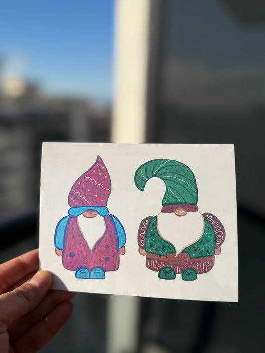 Grumpy gnomes card | Whimsical watercolor 4x6 holiday card, blank inside
