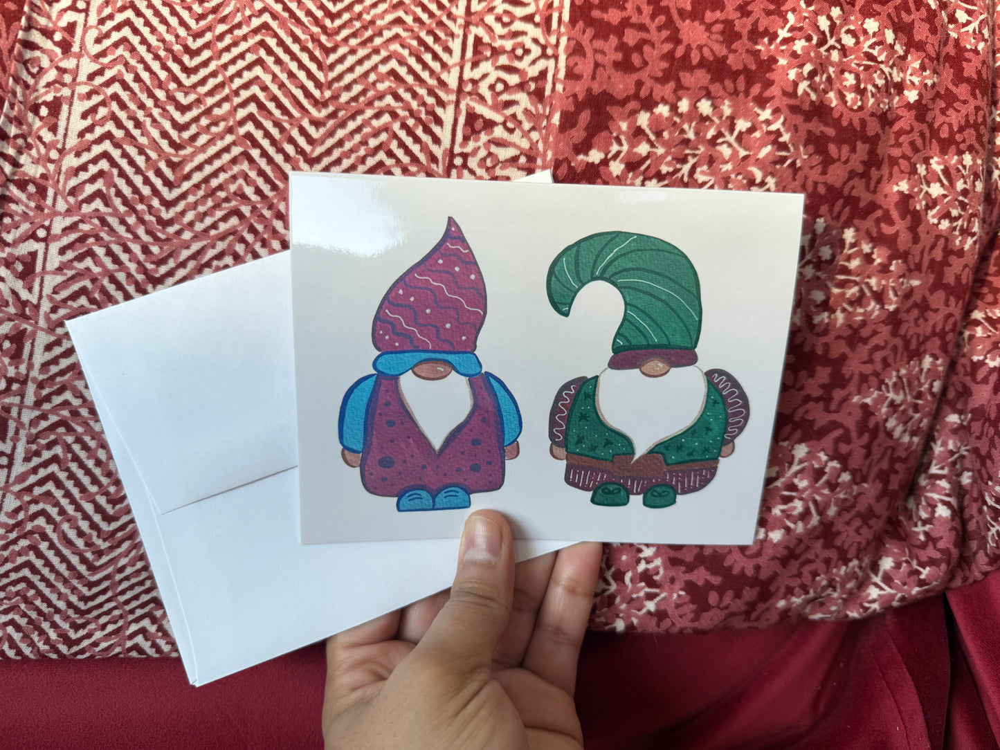 Grumpy gnomes card | Whimsical watercolor 4x6 holiday card, blank inside